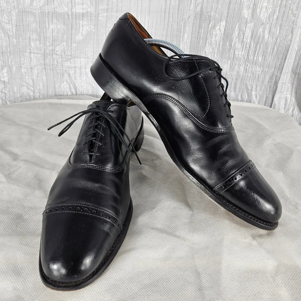 Allen Edmonds Byron Mens 12.5 A Narrow Black Leather Cap Toe Oxford Dress Shoes